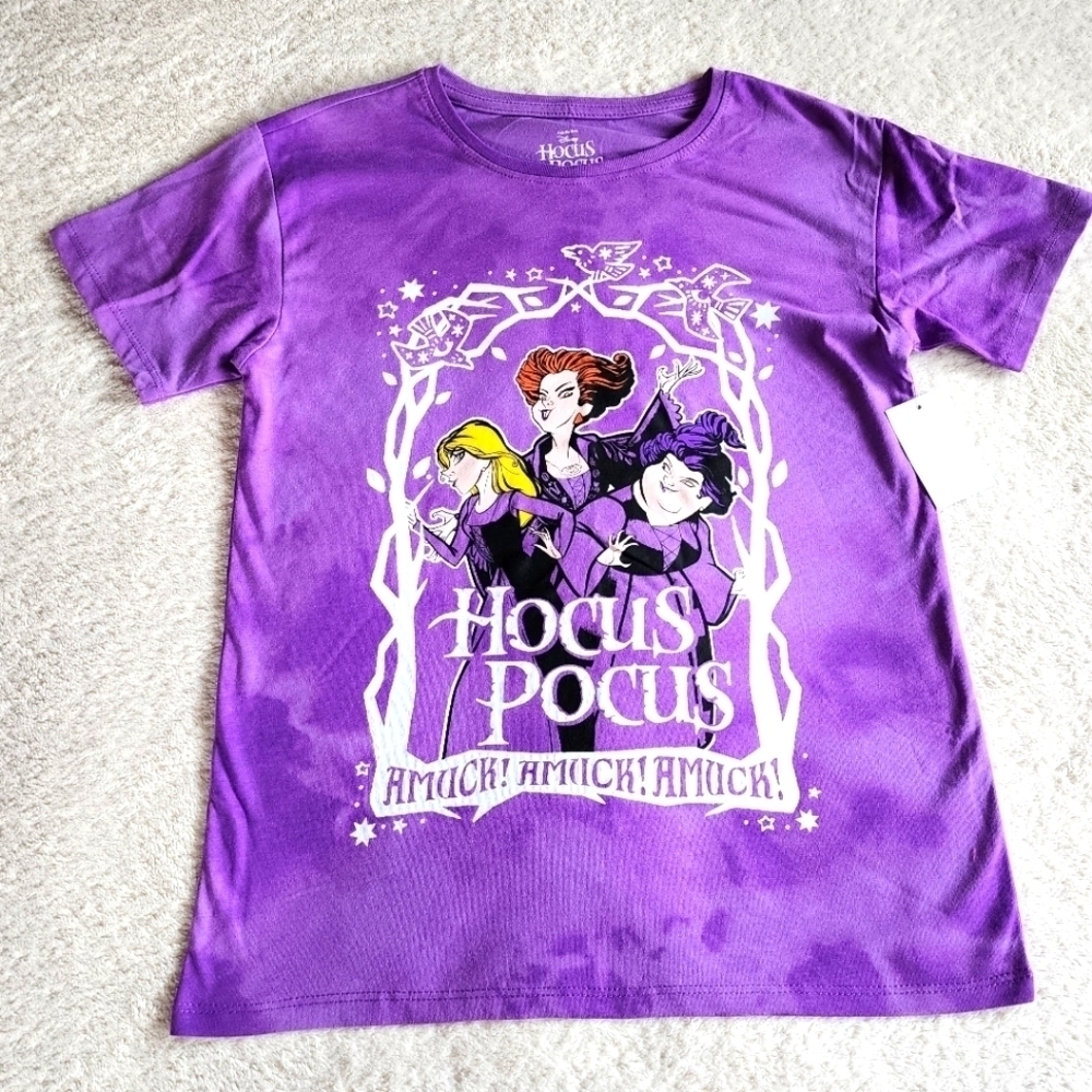 NWT Disney Hocus Pocus Girl's Halloween Graphic sister Sanderson T-Shirt, L & XL